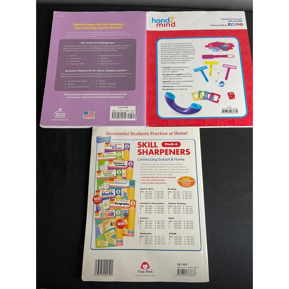 Kindergarten Educational Bundle Summer Bridge Evan-Moor Grammar hand2mind Kit